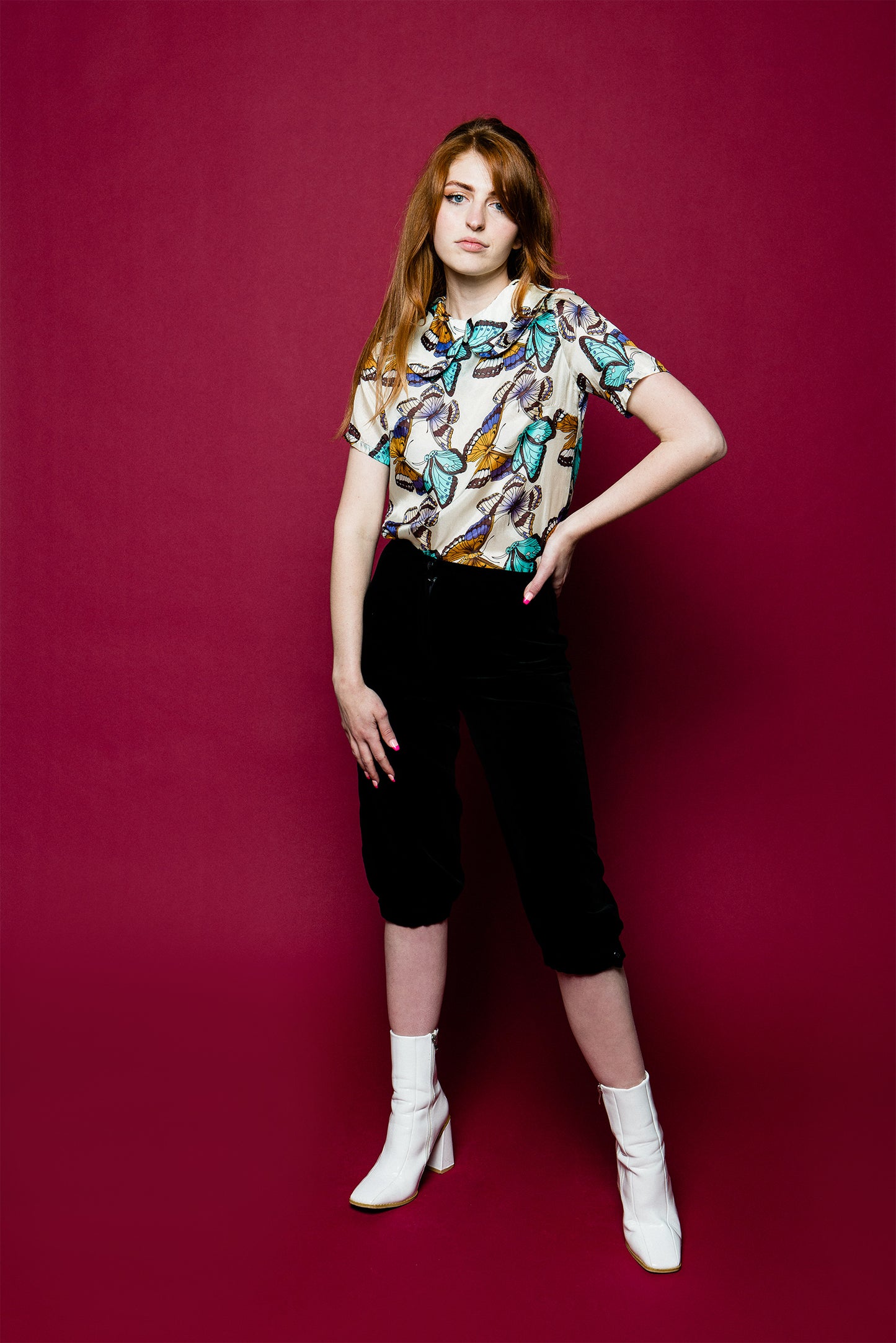Silk Butterfly Print Angéla Blouse