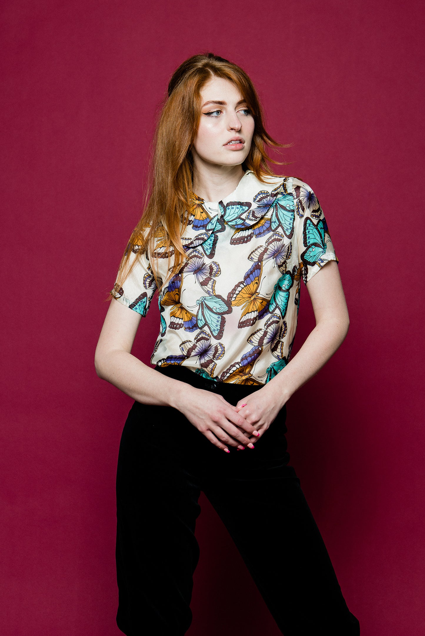 Silk Butterfly Print Angéla Blouse